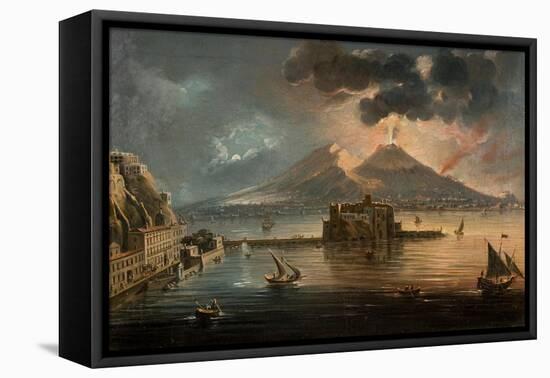 Naples at Night with Vesuvius Erupting-Pietro Antoniani-Framed Premier Image Canvas