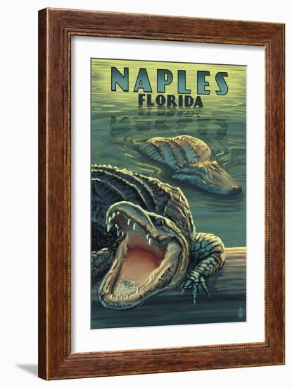 Naples, Florida - Alligators-Lantern Press-Framed Art Print