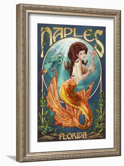 Naples, Florida - Mermaid-Lantern Press-Framed Art Print