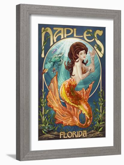 Naples, Florida - Mermaid-Lantern Press-Framed Art Print