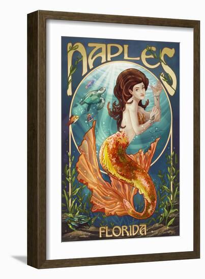 Naples, Florida - Mermaid-Lantern Press-Framed Art Print