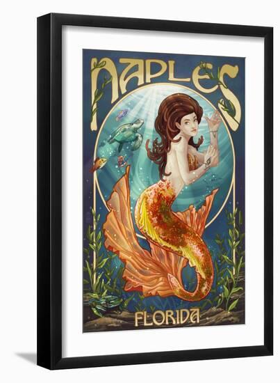 Naples, Florida - Mermaid-Lantern Press-Framed Art Print