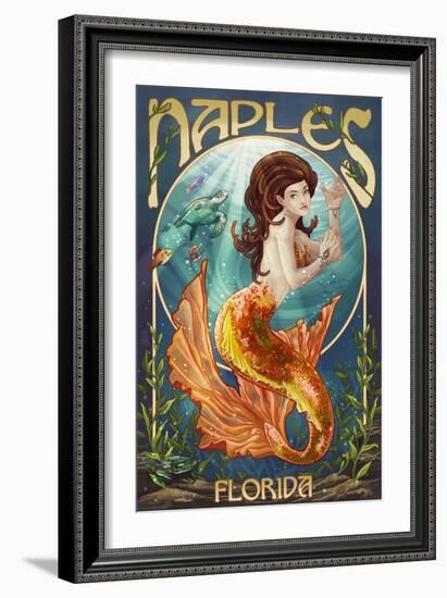 Naples, Florida - Mermaid-Lantern Press-Framed Art Print