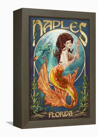 Naples, Florida - Mermaid-Lantern Press-Framed Stretched Canvas