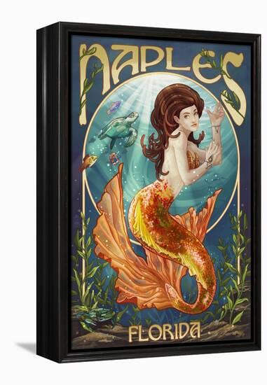 Naples, Florida - Mermaid-Lantern Press-Framed Stretched Canvas