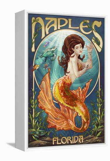 Naples, Florida - Mermaid-Lantern Press-Framed Stretched Canvas