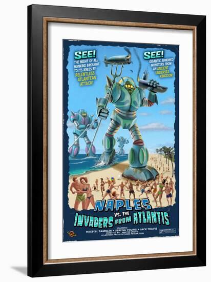 Naples, Florida - Naples vs. Atlantean Invaders-Lantern Press-Framed Art Print