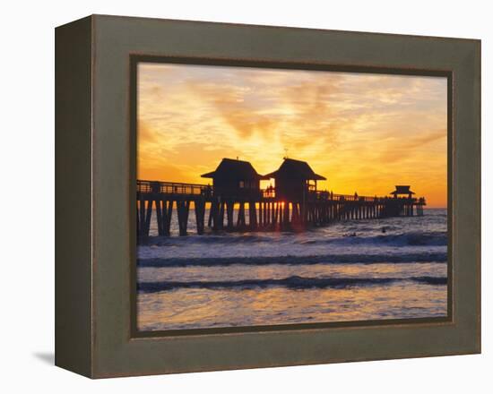 Naples, Florida, USA. People Gathered on the Pier at Sunset-Fraser Hall-Framed Premier Image Canvas