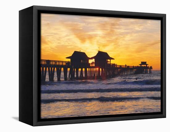 Naples, Florida, USA. People Gathered on the Pier at Sunset-Fraser Hall-Framed Premier Image Canvas