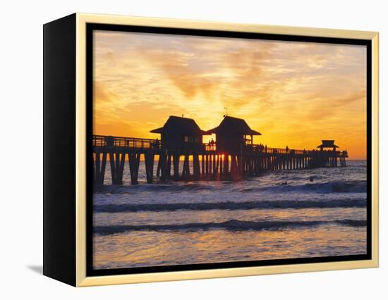 Naples, Florida, USA. People Gathered on the Pier at Sunset-Fraser Hall-Framed Premier Image Canvas