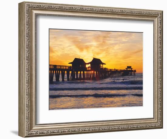 Naples, Florida, USA. People Gathered on the Pier at Sunset-Fraser Hall-Framed Photographic Print