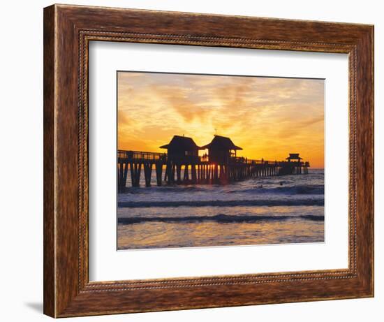 Naples, Florida, USA. People Gathered on the Pier at Sunset-Fraser Hall-Framed Photographic Print