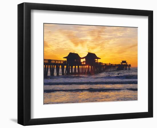 Naples, Florida, USA. People Gathered on the Pier at Sunset-Fraser Hall-Framed Photographic Print