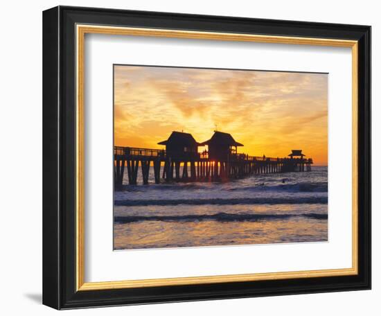 Naples, Florida, USA. People Gathered on the Pier at Sunset-Fraser Hall-Framed Photographic Print