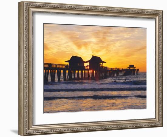 Naples, Florida, USA. People Gathered on the Pier at Sunset-Fraser Hall-Framed Photographic Print