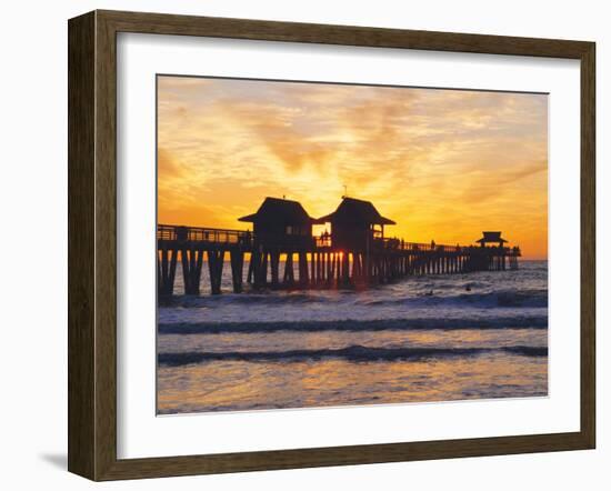 Naples, Florida, USA. People Gathered on the Pier at Sunset-Fraser Hall-Framed Photographic Print