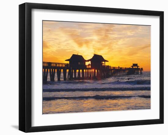 Naples, Florida, USA. People Gathered on the Pier at Sunset-Fraser Hall-Framed Photographic Print