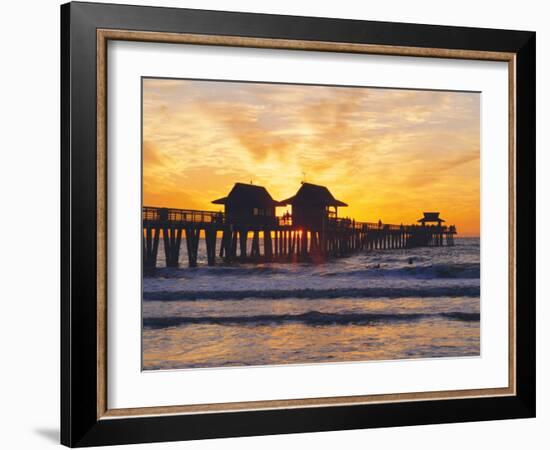 Naples, Florida, USA. People Gathered on the Pier at Sunset-Fraser Hall-Framed Photographic Print