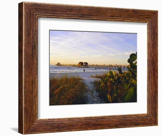 Naples, Florida, USA. Sunset at the Beach and Pier-Fraser Hall-Framed Photographic Print