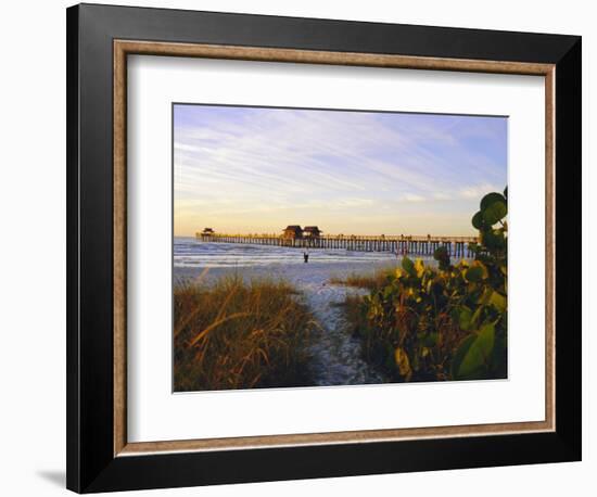 Naples, Florida, USA. Sunset at the Beach and Pier-Fraser Hall-Framed Photographic Print