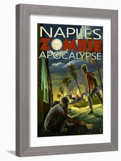 Naples, Florida - Zombie Apocalypse-Lantern Press-Framed Art Print