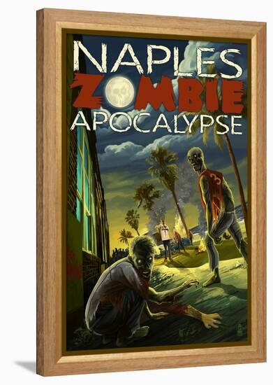 Naples, Florida - Zombie Apocalypse-Lantern Press-Framed Stretched Canvas