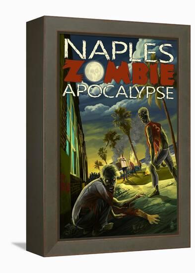 Naples, Florida - Zombie Apocalypse-Lantern Press-Framed Stretched Canvas
