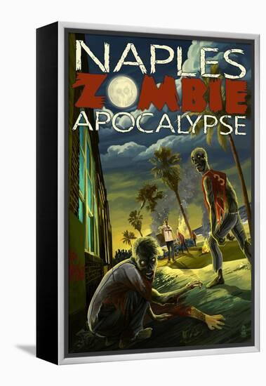 Naples, Florida - Zombie Apocalypse-Lantern Press-Framed Stretched Canvas