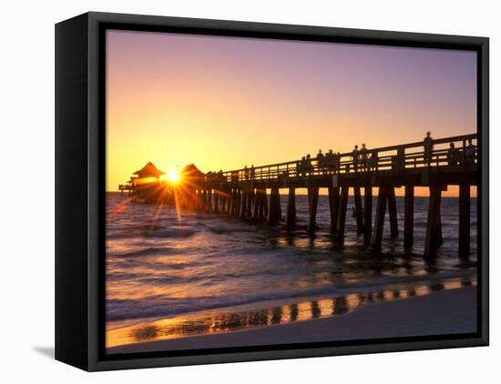 Naples Pier Sunset, Naples, Florida, USA-Rob Tilley-Framed Premier Image Canvas