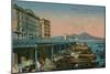Naples - View of the Grand Hotel Santa Lucia and Mount Vesuvius. Postcard Sent in 1913-Italian Photographer-Mounted Giclee Print