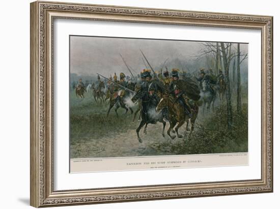 Napoleon and His Staff Surprised by Cossacks-null-Framed Giclee Print