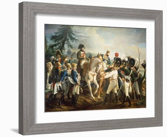 Napoleon and the Bavarian and Wurttemberg Troops in Abensberg, 20th April 1809-Jean Baptiste Debret-Framed Giclee Print