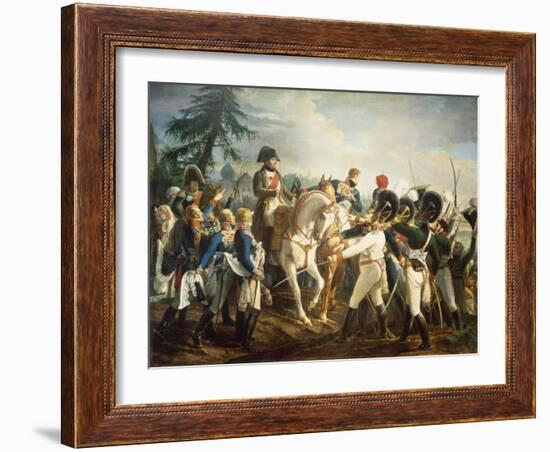 Napoleon and the Bavarian and Wurttemberg Troops in Abensberg, 20th April 1809-Jean Baptiste Debret-Framed Giclee Print