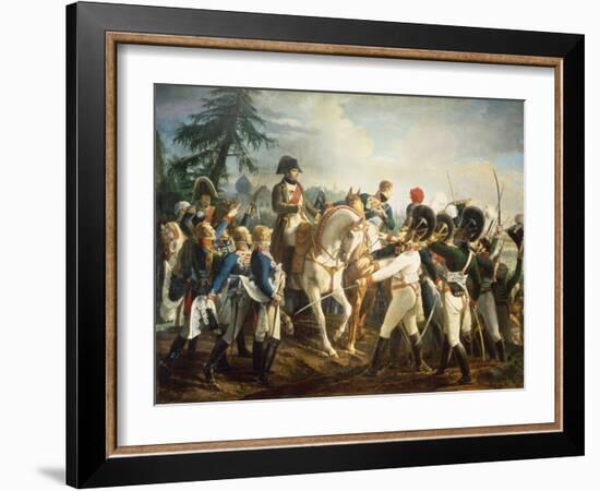 Napoleon and the Bavarian and Wurttemberg Troops in Abensberg, 20th April 1809-Jean Baptiste Debret-Framed Giclee Print