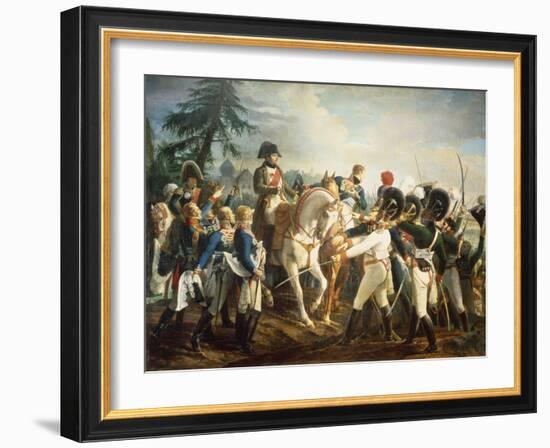 Napoleon and the Bavarian and Wurttemberg Troops in Abensberg, 20th April 1809-Jean Baptiste Debret-Framed Giclee Print