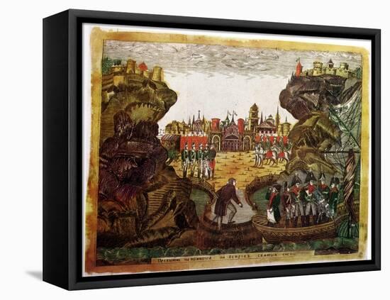 Napoleon Arriving on St Helena, 1815-null-Framed Premier Image Canvas