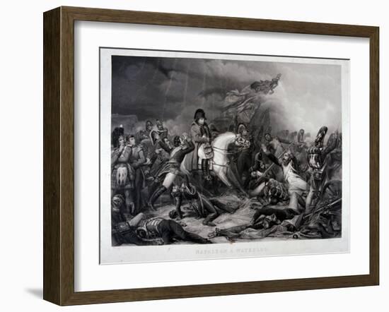 Napoleon at Waterloo, by Jean Pierre Marie Jazet (1788-1871), C.1870 (Mezzotint)-Charles Auguste Steuben-Framed Giclee Print