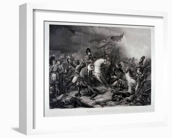 Napoleon at Waterloo, by Jean Pierre Marie Jazet (1788-1871), C.1870 (Mezzotint)-Charles Auguste Steuben-Framed Giclee Print