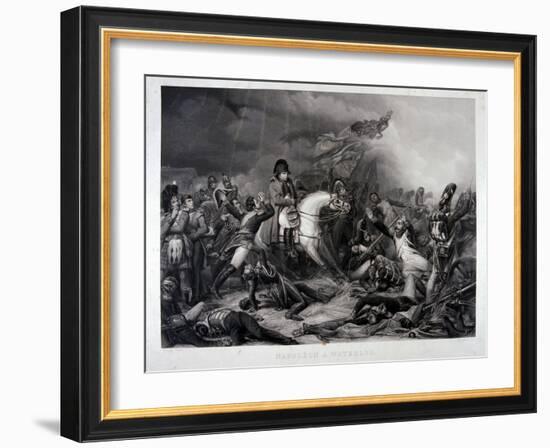 Napoleon at Waterloo, by Jean Pierre Marie Jazet (1788-1871), C.1870 (Mezzotint)-Charles Auguste Steuben-Framed Giclee Print