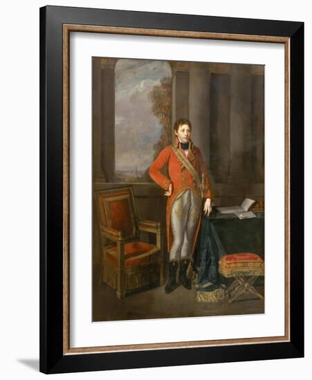 Napoleon Bonaparte as First Consul before a View of Antwerp-Jean-Baptiste Greuze-Framed Giclee Print