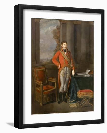 Napoleon Bonaparte as First Consul before a View of Antwerp-Jean-Baptiste Greuze-Framed Giclee Print