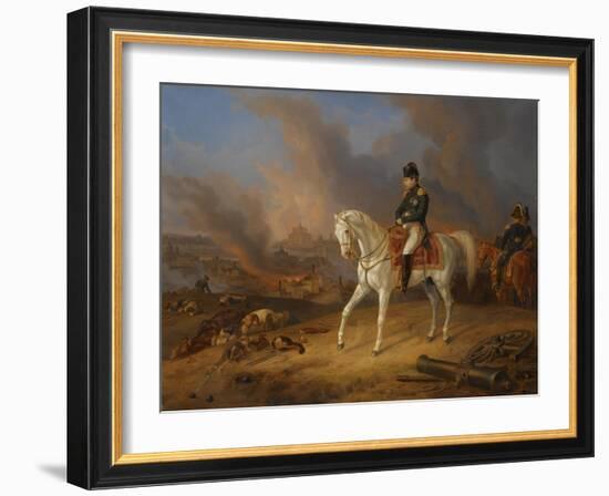 Napoleon Bonaparte before the Burning City of Smolensk-Albrecht Adam-Framed Giclee Print