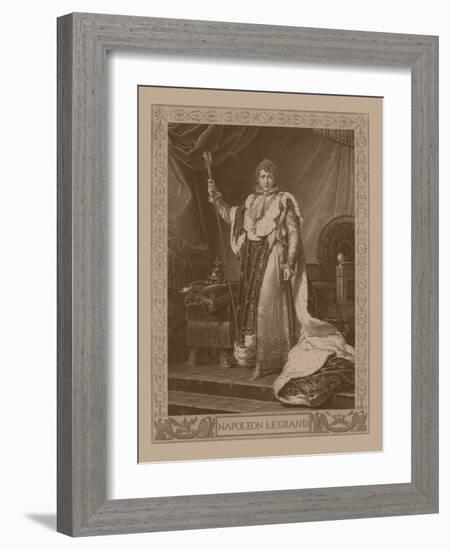 Napoleon Bonaparte in His Coronation Costume, Sitting on His Imperial Throne-Stocktrek Images-Framed Art Print