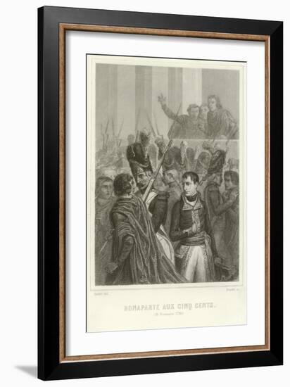 Napoleon Bonaparte Surrounded by Members of the Council of Five Hundred-Denis Auguste Marie Raffet-Framed Giclee Print