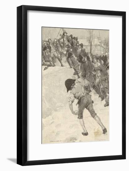 Napoleon Circa 1780 Attacking Snow Forts at the Military School at Brienne-Louis Loeb-Framed Art Print