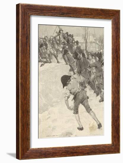 Napoleon Circa 1780 Attacking Snow Forts at the Military School at Brienne-Louis Loeb-Framed Art Print