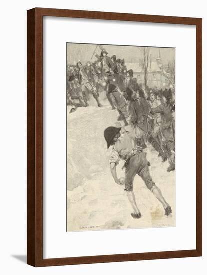 Napoleon Circa 1780 Attacking Snow Forts at the Military School at Brienne-Louis Loeb-Framed Art Print