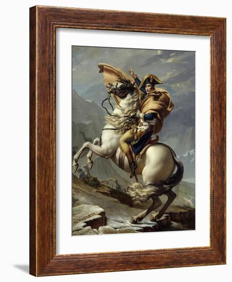 Napoleon Crossing the Alps at the St. Bernard Pass, May 20, 1800-Jacques Louis David-Framed Art Print