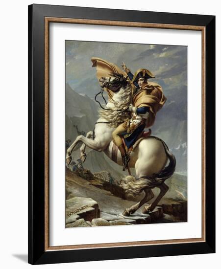 Napoleon Crossing the Alps at the St. Bernard Pass, May 20, 1800-Jacques Louis David-Framed Art Print