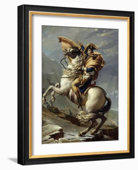 Napoleon Crossing the Alps at the St. Bernard Pass, May 20, 1800-Jacques Louis David-Framed Art Print